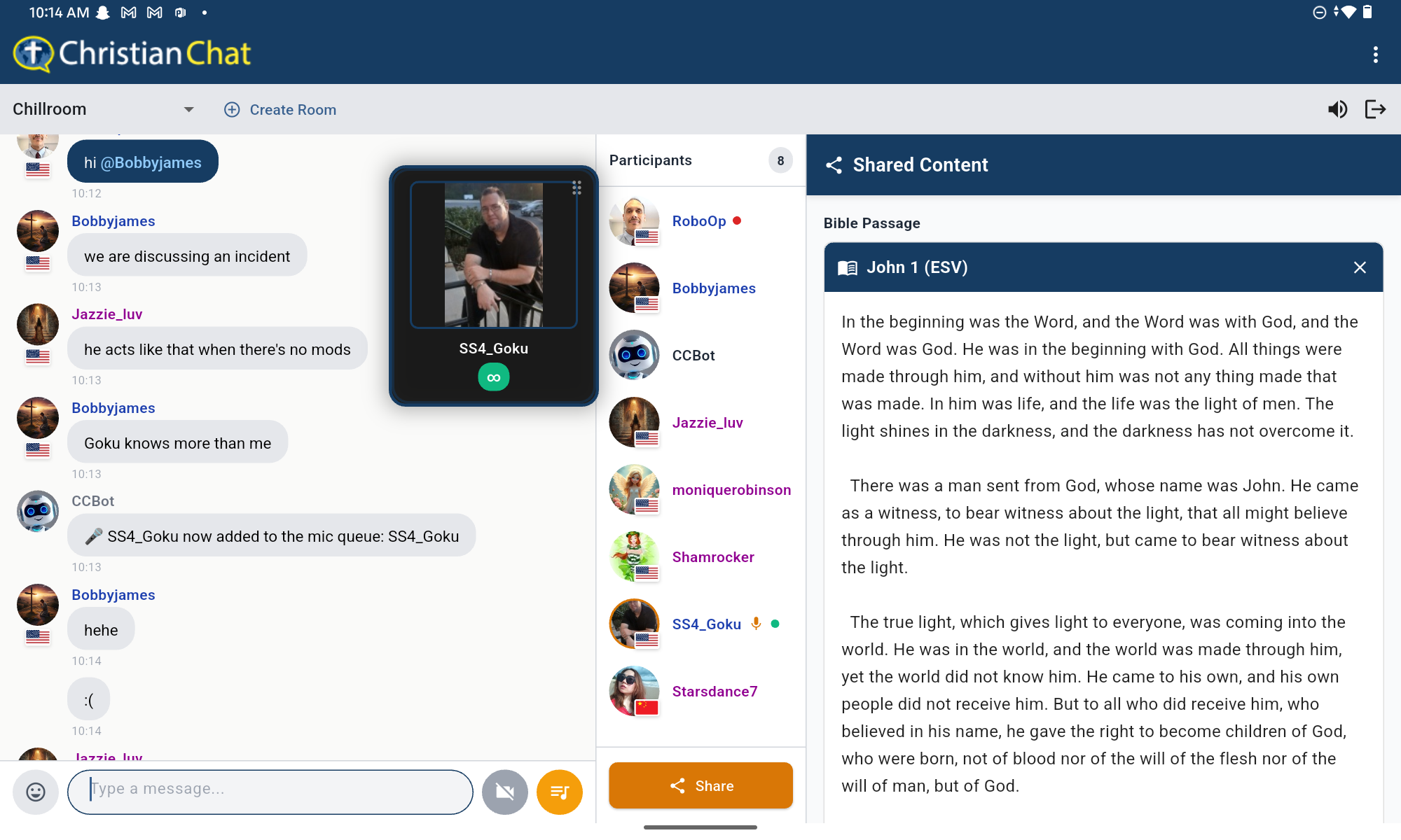 ChristianChat messaging app interface